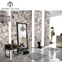 Dinding Latar Belakang Meja Villa Cantik Transparansi Berasap Lembaran Kristal Kuarsa Backlit