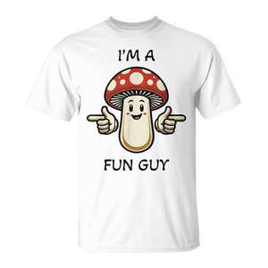 T-shirt unisexe pour adulte à manches courtes et col rond, imprimé en sérigraphie, avec l'inscription « I'm A Fun Guy Mushroom Pun », promotionnel, tailles S M L XL XXL - Product Image 1