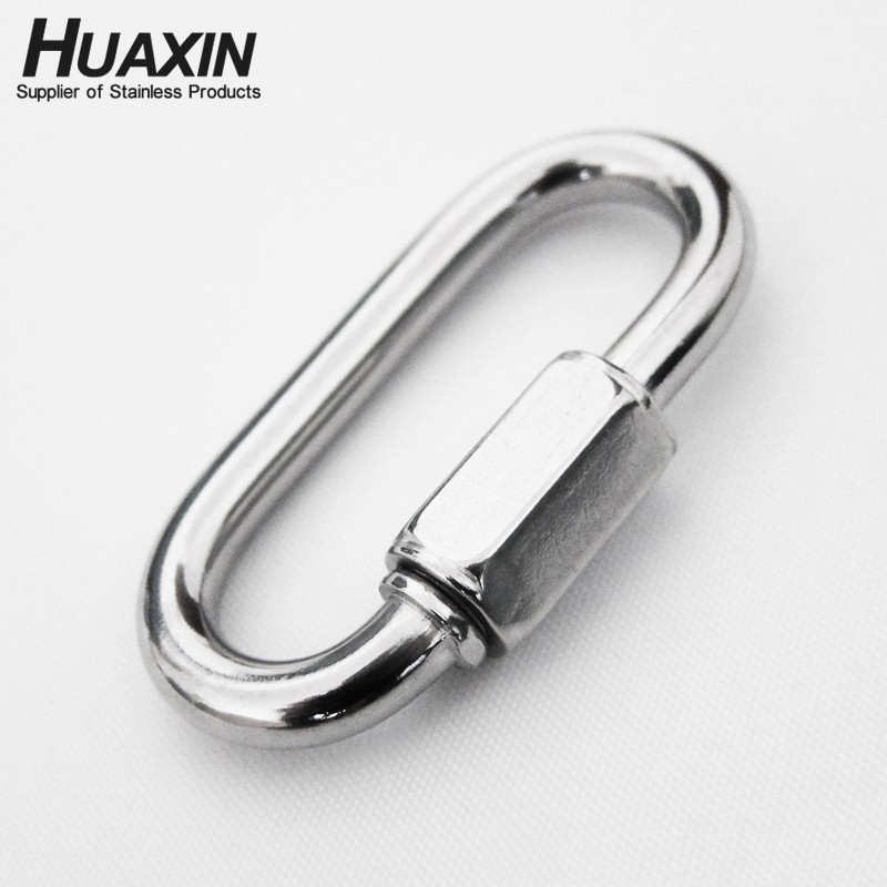 Stainless Steel AISI304 Quick Link 6mm Link Chain D Shape Locking Carabiner Repair Link Pet Keychain For Outdoor  Traveling