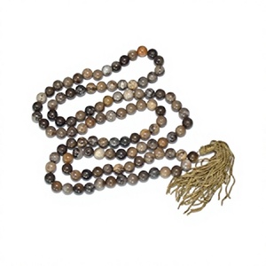 Pierre de haute qualité Mala perles pétrifiées guérison naturelle Mala cristal collier perles 108 pierres précieuses naturelles cristal Mala grossiste - Product Image 1
