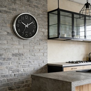 Premium Modern 12 Inch Black Metal Frame <b>3D</b> Raised Numeral Silent Sweep Quartz Analog Easy Read Battery-Powered <b>Wall</b> <b>Clock</b> - Product Image 3