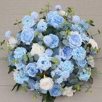 Bouquet de fleurs artificielles en soie bleue pour mariage, centre de table, décoration intérieure, arrangement floral pour table