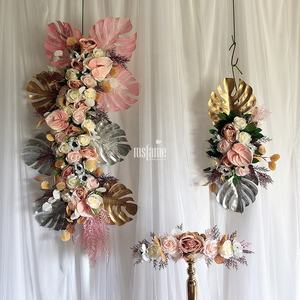 Nouvelle arche de fleurs pour la décoration d'événements de mariage, cercle doré, mur de fleurs artificielles, toile de fond d'arche - Product Image 2