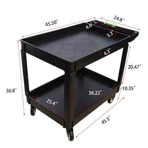 Chariot utilitaire en plastique à roues 1 pièce-<span class=keywords><strong>2</strong></span> étagères roulant le chariot de travail commercial pour le garage, la cafétéria ou la salle de classe. - Product Image 6