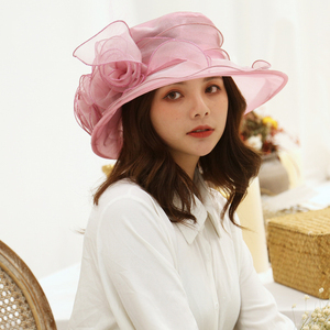 HZM-25225 Organza Femmes Chapeau De Luxe À Volants Bord Floral Derby Large Église Fête De Mariage Fascinators Chapeaux - Product Image 4