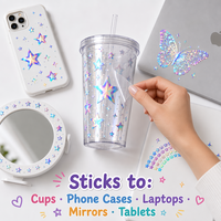 Autocollant holographique UV en cristal pour étui de téléphone, décalcomanie laser pour gobelet, résistant aux rayures pour métal et plastique, idéal pour les artisans DIY