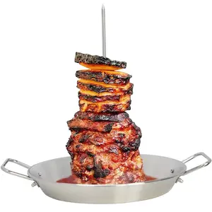 Grill Al Pastor <span class=keywords><strong>Brochette</strong></span> <span class=keywords><strong>Brochette</strong></span> verticale en acier inoxydable BBQ Support vertical à broche avec 3 pointes amovibles - Product Image 1