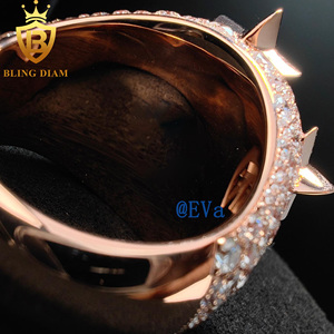 Anillo de Hombre de Plata de Ley 925 con Baño de Oro Rosa y Moissanita, Estilo Hip Hop, Diseño OEM/ODM de Fábrica, Certificado GRA - Product Image 5