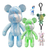 Figurines d'ours en vinyle DIY Fluid Bear Craft 8/18/23/33cm, mini porte-clés pour enfants, peinture fluide créative faite à la main, ours blancs