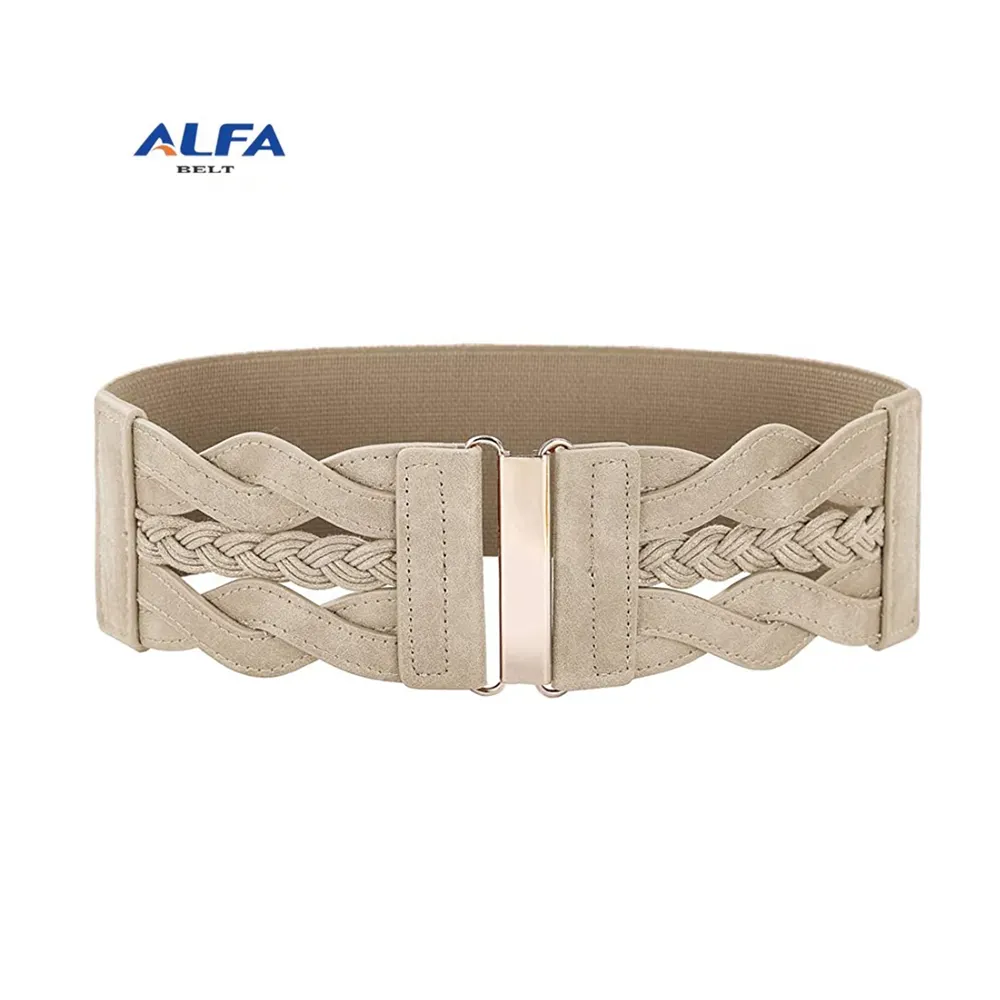 Alfa Women's Stretch Belt Wide Elastic Belt Dress Stretch Thick Waist Belts For Lady