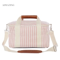 Sac isotherme de plage 24L, sac de pique-nique isotherme 12H avec doublure PEVA anti-fuite, sac de voyage réutilisable pour aliments avec pochette rayée