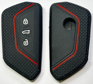 Housse de clé de voiture en silicone à texture nid d'abeille, antidérapante, antichoc, avec bande rouge, compatible avec <span class=keywords><strong>Renault</strong></span> - Product Image 6