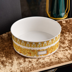 Luxury Baroque Floral Porcelain Bowl <b>Large</b> Gold Trim Ceramic Serving Bowl for Home Dinner Party Decor With <b>Gift</b> <b>Box</b> - Product Image 5