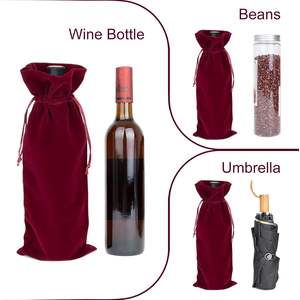2025 12 pièces 6.3X15 pouces sacs d'emballage en velours pour bouteilles de vin 750ml cordon accessoires de fête de mariage rabat poignée d'étanchéité - Product Image 4
