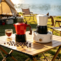 Cafetière Moka à Double Valve Personnalisée HIGHWIN en Aluminium pour Plaque de Cuisson, Plusieurs Méthodes de Chauffage, Accessoires à Café pour Usage Domestique