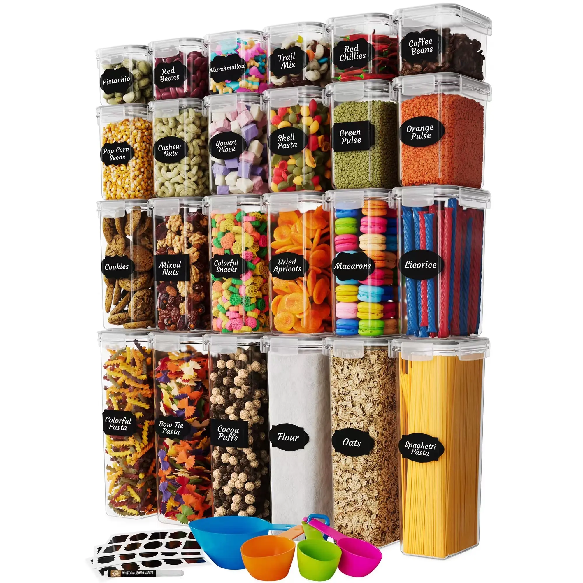 24 حزمة حار بيع البلاستيك الغذاء الصف مانعة للتسرب محكم الجافة الحبوب حاويات تخزين الطعام مجموعة