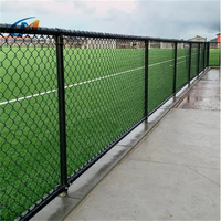 Cercado de alambre de Metal para jardín de seguridad al aire libre 6ftX10ft rollos de malla de valla de enlace de cadena negra recubierta de PVC con accesorios de conexión