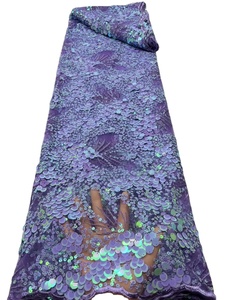Tela de encaje con lentejuelas grandes, bordado 3D de lujo, malla francesa con cuentas, gasa suiza, encaje de secuencia para vestido de fiesta - Product Image 5