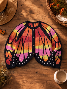 Cardigan en tricot jacquard coloré à motif papillon pour <span class=keywords><strong>femme</strong></span>, col rond, boutonné, ouvert sur le devant, vêtement d'extérieur décontracté pour le quotidien et les festivals - Product Image 3