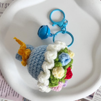 Porte-clés pendentif clochette mignon, fait main, artisanal, cadeau, vente en gros, tricoté à la main, crochet, fleur, gâteau