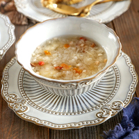 Service de vaisselle en céramique à relief baroque vintage - Assiettes et bols de style européen pour la maison