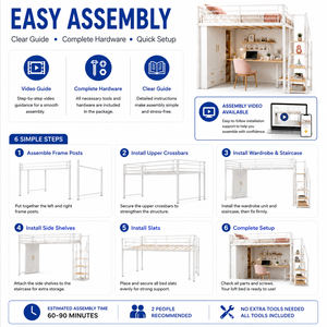 <span class=keywords><strong>Lit</strong></span> mezzanine en métal robuste pour adultes avec <span class=keywords><strong>escalier</strong></span> et rangement GRATUIT, espace de travail, gain de place, capacité de charge massive de 450 kg - Product Image 4