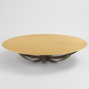 AK Brass Unique Design Metal Round Coffee <b>Table</b> Gold And <b>Brown</b> Finished With Handcrafted Coffee <b>Table</b> For Restaurant Furniture - Product Image 3
