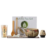 Ensemble de thé matcha, bol en céramique avec motif de chat, support pour fouet en bambou, cuillère, tamis, boîte cadeau pour cérémonie du thé, emballage personnalisé