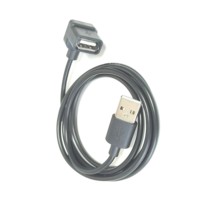 Kabel PVC Hitam 1 Meter Panjang USB-A Male ke USB-A Female Paket Lengkap Kabel Ekstensi USB (untuk Pengisian Daya) dengan Sudut Kanan