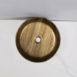 Tarpul Style Européen De <span class=keywords><strong>Mode</strong></span> Or Circulaire Grain De Bois Lavabo Comptoir Designer Lavabo De Luxe Salle De Bains Évier Art Évier - Product Image 2