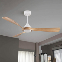 52 pouces d'économie d'énergie LED ventilateur de plafond éclairé télécommande finition en bois chambres climatisation ventilateur alimenté en courant continu pour chambres
