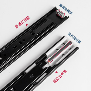 Dtc <b>Drawer</b> <b>Slides</b> 3 Section Side Mounted Self Closing Ball Bearing Damping Buffer Silent <b>Slide</b> Rail 45mm Wide Hardware - Product Image 2