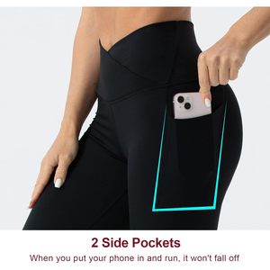 FOXA Leggings capri pour femme à taille croisée en V, pantalon de yoga amincissant avec poches - Product Image 4