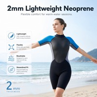 Combinaison de plongée courte pour femme 2 mm, manches courtes, UPF 50, pour le surf, la plongée et la natation