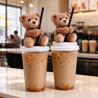 Ours en peluche décoratif pour tasse, en coton PP doux, jouet ours assis Kawaii pour tasses à café, lait, thé, présentation en magasin et cadeau souvenir