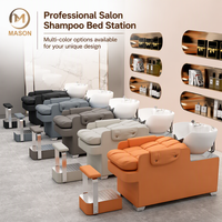 Fauteuil de lavage semi-inclinable en céramique de style moderne avec système de rinçage par eau en métal pour salons de coiffure, barbiers et spas, vente en gros, noir