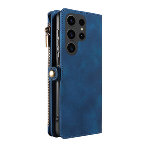 เคสโทรศัพท์แบบกระเป๋าหนัง PU สำหรับ Samsung S23 Ultra, ช่องใส่บัตร 9 ช่อง + ช่องใส่เหรียญแบบมีซิป, ขาตั้ง, ป้องกัน RFID, 360 องศา °   การป้องกัน - Product Image 1