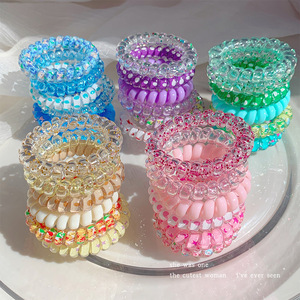 Nouvelle collection printemps : Élastique à cheveux en spirale dégradé <span class=keywords><strong>pour</strong></span> filles, haute élasticité, <span class=keywords><strong>accessoire</strong></span> <span class=keywords><strong>pour</strong></span> <span class=keywords><strong>chignon</strong></span>, <span class=keywords><strong>pour</strong></span> enfants - Product Image 3