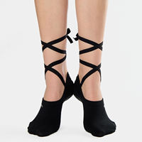 Chaussettes de Pilates pour enfants en coton mélangé avec logo personnalisé, antidérapantes, à lacets, respirantes pour le yoga et le fitness