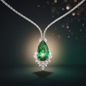 Luxury Women's 18K Gold <b>Emerald</b> Cut <b>Pendant</b> Necklace with Round Brilliant Diamonds Rhodium Plated Link Chain Wedding Jewelry - Product Image 3
