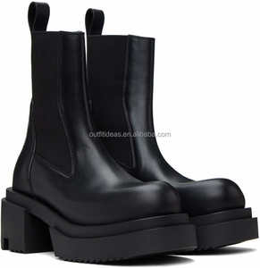 Stivali in Pelle di Vitello Neri Originali Unisex, Scarpe con Tacco a Blocco e Piattaforma per <span class=keywords><strong>Donna</strong></span>, Stivali Chelsea in Pelle per Uomo, Stivaletti <span class=keywords><strong>Beatle</strong></span> Bogun - Product Image 6