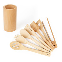 Ensemble d'ustensiles de cuisine en bambou biodégradable écologique ustensiles de cuisine cuillère en bois spatule pelle-outil d'accessoires de cuisine