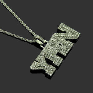 Nouveau Collier Pendentif Torsadé Lettre <span class=keywords><strong>YRN</strong></span> Diamant Hip Hop – Pendentif Polyvalent Hipster - Product Image 3