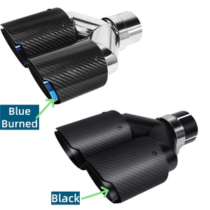 Terminale di <span class=keywords><strong>Scarico</strong></span> Universale a Y in Fibra di Carbonio con Doppia Uscita Blu Bruciato per Accessori Modifica Auto - Product Image 1