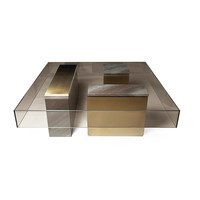 Table basse moderne de luxe au design italien, table basse carrée minimaliste en verre trempé pour salon