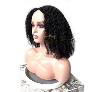 Afro Exotic Kinky Coily 180 densidad V-Part Raw Kinky Curly Virgin cutícula completa pequeño afro Kinky Curly V parte personalizar <span class=keywords><strong>M</strong></span> Cap peluca - Product Image 3