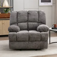 Fauteuil inclinable manuel Sans avec cadre en bois moderne, tissu en microfibre, un siège, pivotant, avec massage des pieds