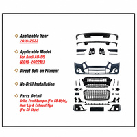 Kit de conversion de calandre de pare-chocs avant style PA D5 sans remplacement de phares pour Audi A8 D5 2018-2022 style S8