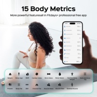 Balance connectée intelligente pour l'analyse de la composition corporelle avec 15 métriques corporelles, écran LED, alimentation par piles, utilisation hors ligne