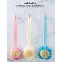 Brosse de Bain Corporelle en Plastique à Long Manche, Double Face, Exfoliante et Massante pour le Dos, Éponge de Douche Douce à Fleurs en Maille à Prix Bas